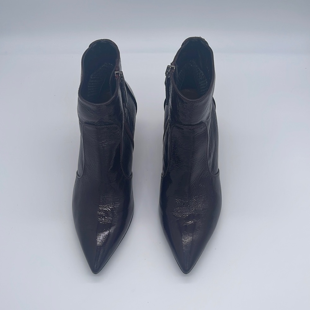 Burgundy Aquatalia Patent Leather Heel Boots